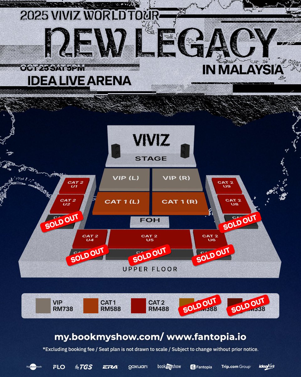 🚨 CAT3 &amp; CAT4 are officially SOLD OUT!

Be secure with your tickets NOW before it’s too late! 🎟

2025 VIVIZ WORLD TOUR [NEW LEGACY] in Malaysia
📅 25 October 2025 (SAT) 5PM
📍 idea Live Arena

🌐 BookMyShow / Fantopia /Trip.com / Ctrip