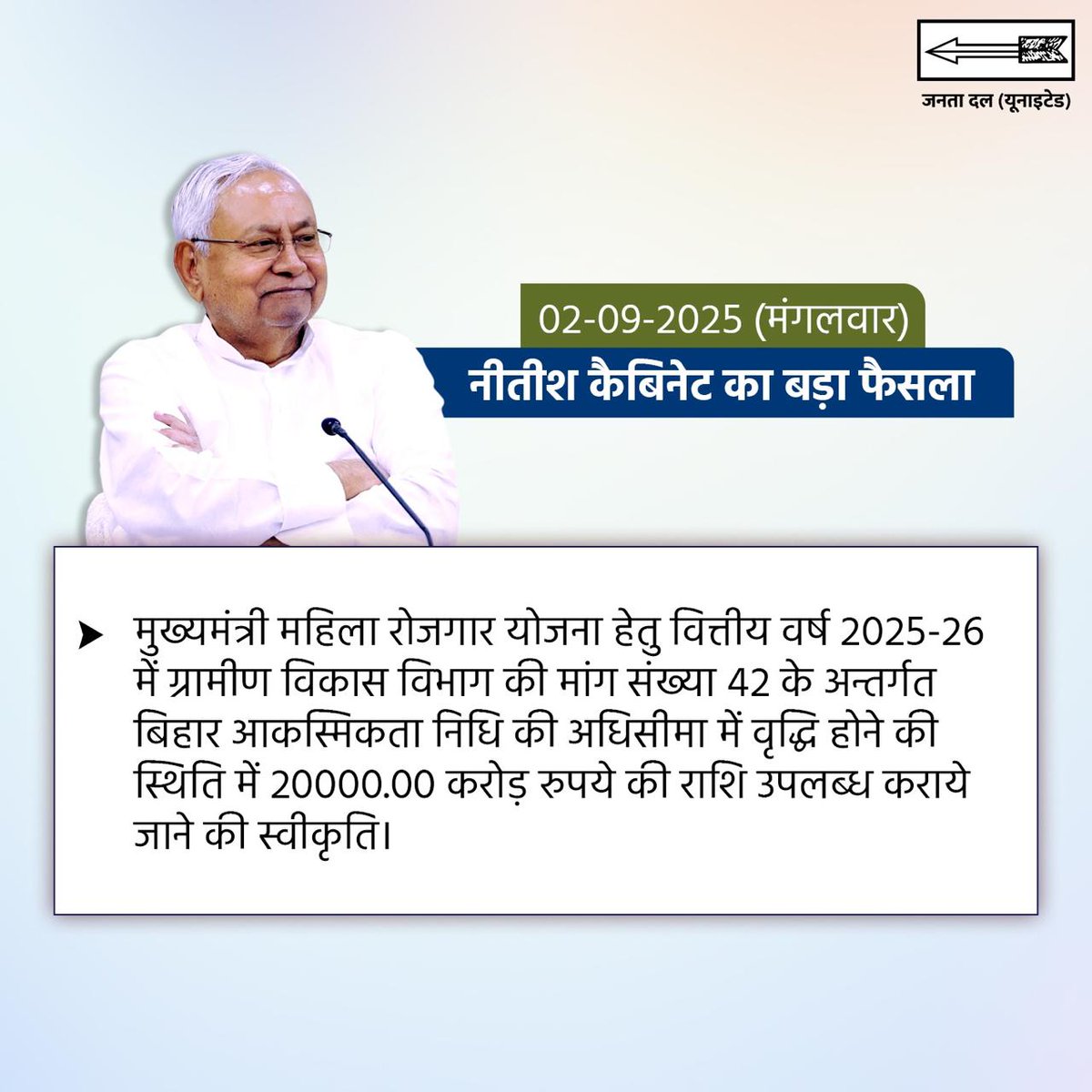 CMBiharNK's tweet image. आज कैबिनेट की बैठक में राज्य के शिक्षा, स्वास्थ्य, उद्योग और खेल व्यवस्था को और मजबूत बनाने के उद्देश्य से कुल 49 महत्वपूर्ण प्रस्तावों को मंजूरी दी गई।

 #JDU #Bihar #NitishKumar #CabinetDecisions