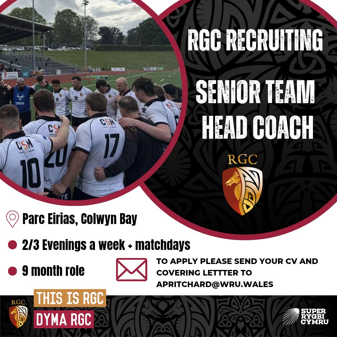 RGCnews🏉 (@rgcnews) on Twitter photo 𝐑𝐆𝐂 𝐒𝐞𝐧𝐢𝐨𝐫 𝐓𝐞𝐚𝐦 𝐑𝐞𝐜𝐫𝐮𝐢𝐭𝐦𝐞𝐧𝐭 🚨
Join the RGC Senior Team and be part of North Wales rugby!
🏉 Head Coach 
📄 Apply and view full job descriptions on the website.
northwalesrugby.wales/news/recruitme… 𝐑𝐆𝐂 𝐒𝐞𝐧𝐢𝐨𝐫 𝐓𝐞𝐚𝐦 𝐑𝐞𝐜𝐫𝐮𝐢𝐭𝐦𝐞𝐧𝐭 🚨
Join the RGC Senior Team and be part of North Wales rugby!
🏉 Head Coach 
📄 Apply and view full job descriptions on the website.
northwalesrugby.wales/news/recruitme…