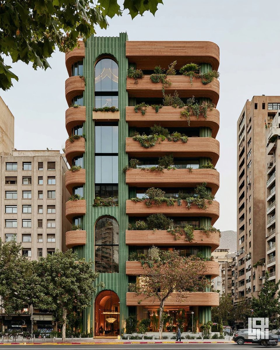 pooriyazamani's tweet image. A Dialogue of Green and Terracotta - work by @pooriyazamani
Generated with #Ai 
.
.
.
. 
#architecture #brickarchitecture #facade #facadedesign