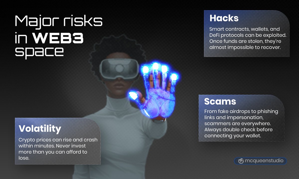 _dave_va_'s tweet image. Day 11 of my #30DaysWeb3DesignChallenge 
Talks about the major risks in Web3, from hacks to scams to data vulnerabilities.
Understanding the risks is the first step to building safer decentralized systems.

Feedbacks are welcomed.

Send a DM, let&apos;s collaborate.