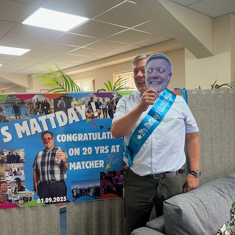 IMT_Matcher's tweet image. 🎉 Yesterday we celebrated 20 years of Matt Pettit at Matcher!

As Chief Scientific Officer, Matt’s passion and innovation have shaped our product and team.

Here’s to two decades of brilliance—and many more to come! 🥂
#20YearsOfMatt #IMTMatcher #WorkAnniversary #MattDay