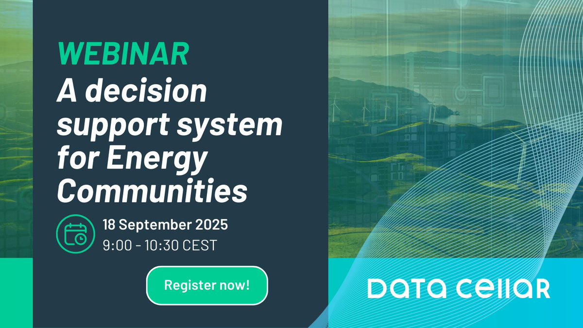 🌍 How can #EnergyCommunities make better decisions to become more efficient, sustainable, and impactful?

Join us for our upcoming #webinar:
📅 18 September 2025
🕒 9:00 - 10:30 (CEST)

🔗 Register now: ow.ly/t4Xz50WPmym

#DSS #DataDriven #EnergyInnovation #EnergyData