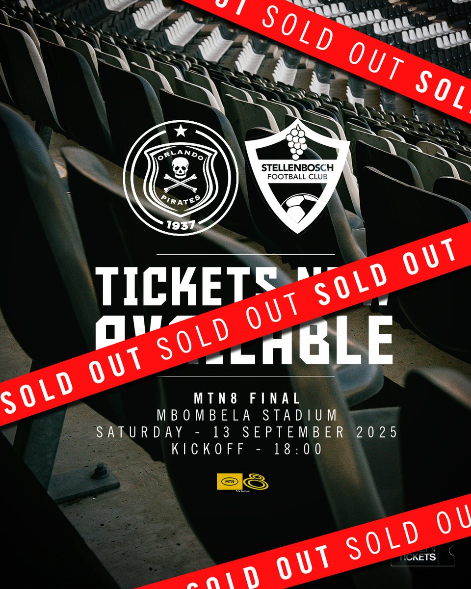 Orlando Pirates (@orlandopirates) on Twitter photo #๐๐๐๐ ๐
๐ข๐ง๐๐ฅ | ๐๐๐๐ ๐๐๐
๐ <a href="/StellenboschFC/">Stellenbosch FC</a>
๐๏ธ Saturday,13 September 2025
๐๏ธ Mbombela Stadium, MP
โฐ 18H00
โซโช๐ดโญ
#OrlandoPirates
#OnceAlways #๐๐๐๐ ๐
๐ข๐ง๐๐ฅ | ๐๐๐๐ ๐๐๐
๐ <a href="/StellenboschFC/">Stellenbosch FC</a>
๐๏ธ Saturday,13 September 2025
๐๏ธ Mbombela Stadium, MP
โฐ 18H00
โซโช๐ดโญ
#OrlandoPirates
#OnceAlways