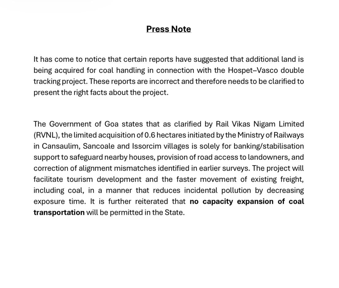 Govt.clarification on railway land acquisition