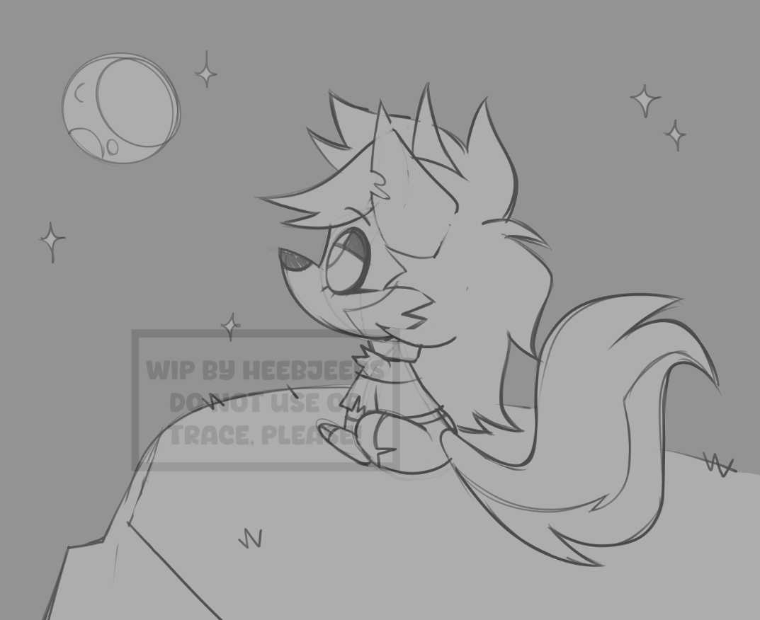 HeebJeebs's tweet image. &quot;are you out there?&quot;
#helluvabossloona 
/a mini-print im working on! stars, eyes, and the moon are going to be a red foil❤️