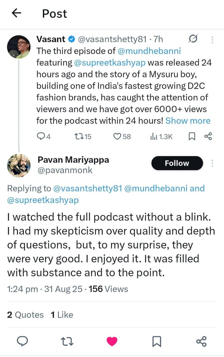 vasantshetty81's tweet image. Love for the Mundhe Banni episode with @supreetkashyap flows like a river. Thank you all.

Watch and share: 👇
youtube.com/watch?v=fZ3unS…