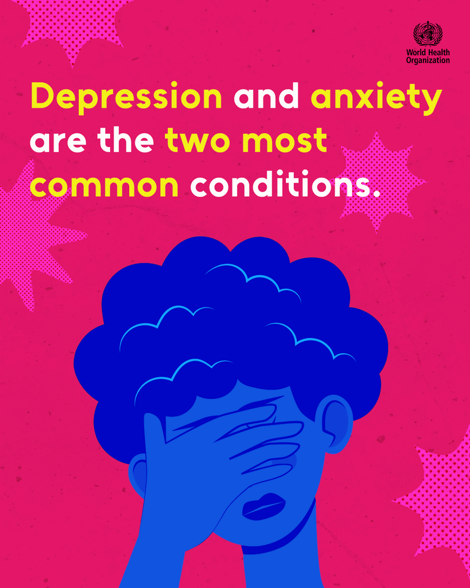WHO's tweet photo. Mental health affects everyone, but women often carry the heaviest burden, especially when it comes to anxiety and depression.

We must 
🧠 Value mental health 
📣 Address determinants 
💪 Strengthen support

#MentalHealth matters 🔗 https://t.co/3f6s7ODB7d https://t.co/3UGft0RTgu