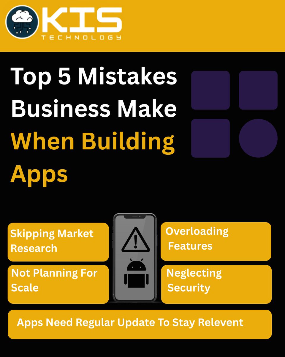 technologykis's tweet image. 🚀 Many businesses fail at app development by repeating the same mistakes. From poor research to weak UX, these errors can cost growth &amp;amp; users. Here are the Top 5 mistakes to avoid when building apps 👨‍💻📱 Stay ahead &amp;amp; build smarter!

#AppDevelopment #StartupTips 
#KISTechnology