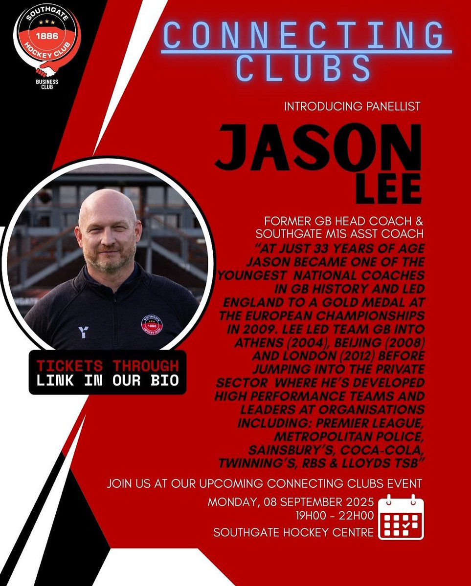 📣 INTRODUCING OUR PANEL 📣

We are excited to announce Jason Lee as one of our panelists for CONNECTING CLUBS! Join us to find out more as Jason talks coaching development and success in sport!

🗓️ MONDAY 8 SEPTEMBER 2025 19.00

🔗 Tickets are FREE - Link in Bio