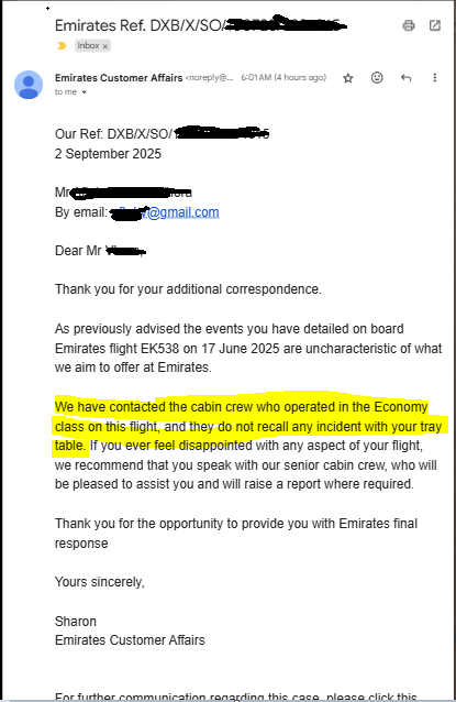 ak_root330's tweet photo. Again got textbook reply from #Emirates. Offcourse when u checked with cabin crew they will not recall any issue but for sure I did and it was captured in camera as well as video.I don hv any choice but to go 2 social media. @EmiratesSupport don ask me 2 raise ticket and followup https://t.co/e6yNQrvuvF