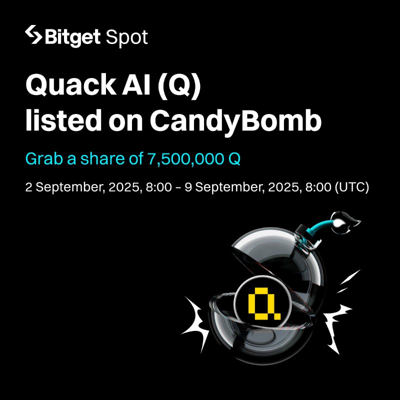 bitget's tweet photo. Trade to share 21,875,000 $Q on CandyBomb! 

🍬 Join now: https://t.co/5a9WjbyzEo

Follow to share 1,500,000 Q
🔹Follow @bitgetglobal @QuackAI_AI
🔹Quote repost with #QlistBitget
🔹Enter here: https://t.co/dhWaPr8WXl
🎁 600 winners will share the prize pool