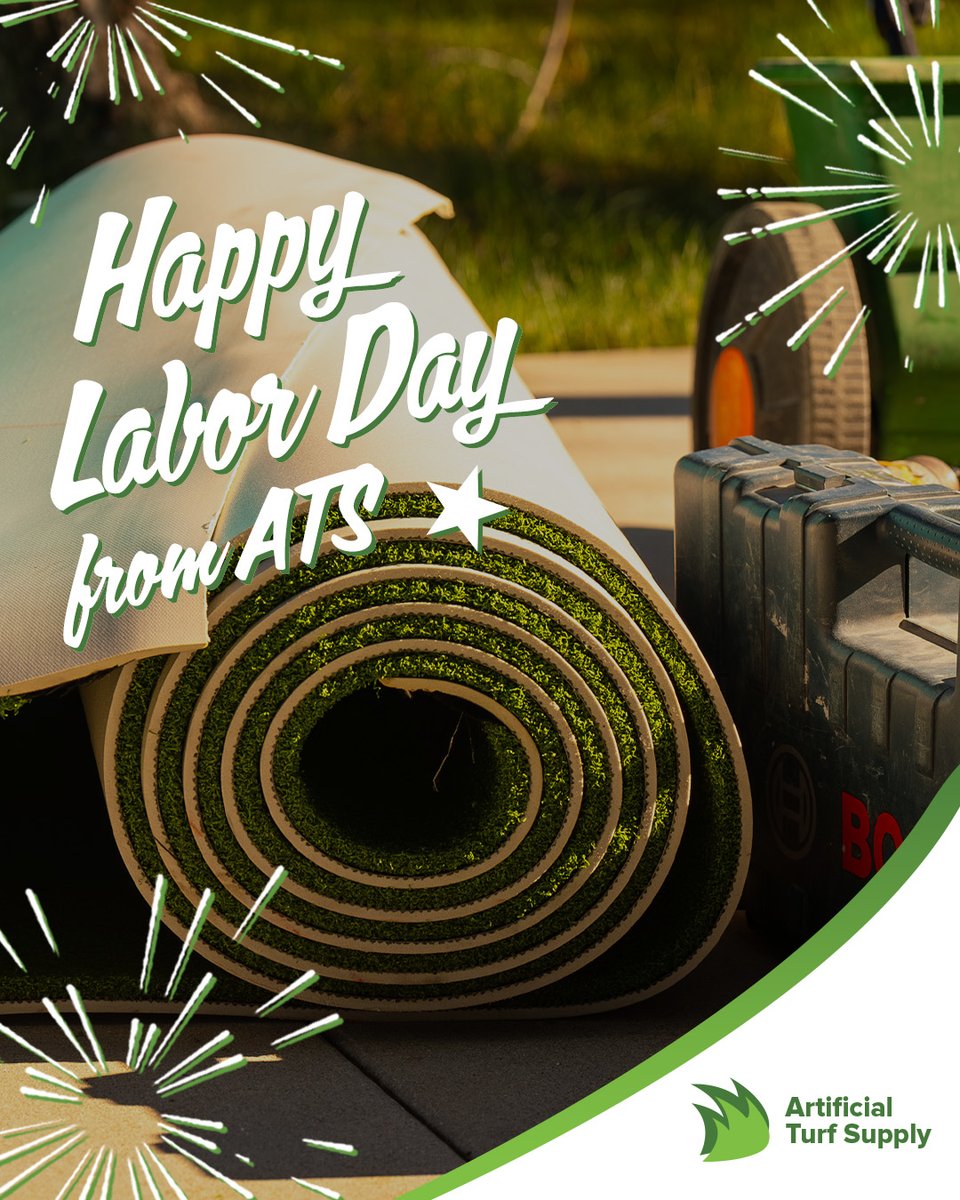 ArtificialTurf_'s tweet image. Happy Labor Day from Artificial Turf Supply! 💚🛠️

Today we celebrate your hard work—and remind you that your lawn shouldn’t feel like a second job. With ATS turf, enjoy a beautiful, low-maintenance space that gives you more time to relax and recharge.