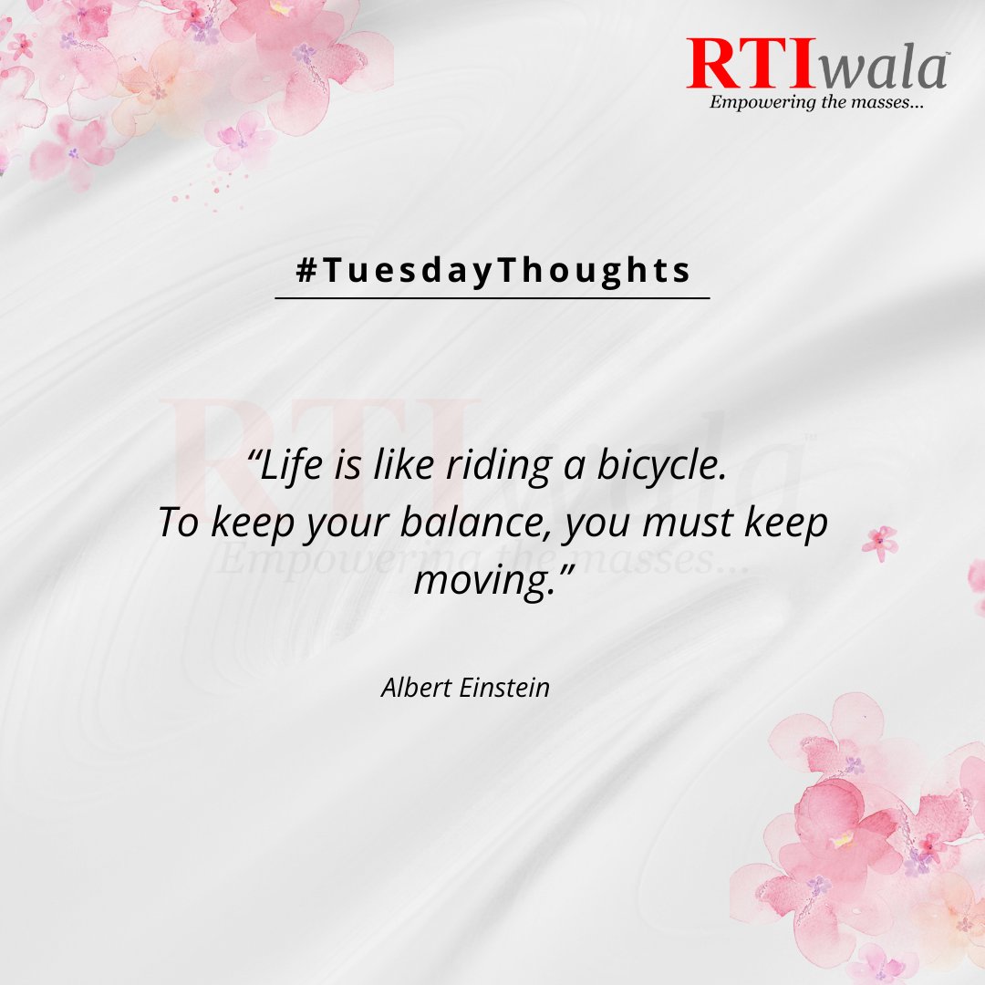 rtiwalaofficial's tweet image. 🚴‍♂️ Keep Moving Forward 🌟

“Life is like riding a bicycle. To keep your balance, you must keep moving.” – Albert Einstein

🔗 rtiwala.com now!

#RTIwala #Startup #TuesdayThoughts #Motivation #Quotes #Thoughts #EinsteinWisdom #AlbertEinstein