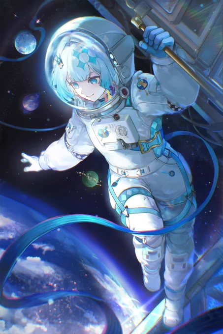 崩壊:スターレイル 公式weiboより 《ケリュドラ 交替時空記事 企画イラスト公開》 交替時空記事は別時空のオンパロスキャラを描く公式企画イラスト 今回はケリュドラで宇宙飛行士