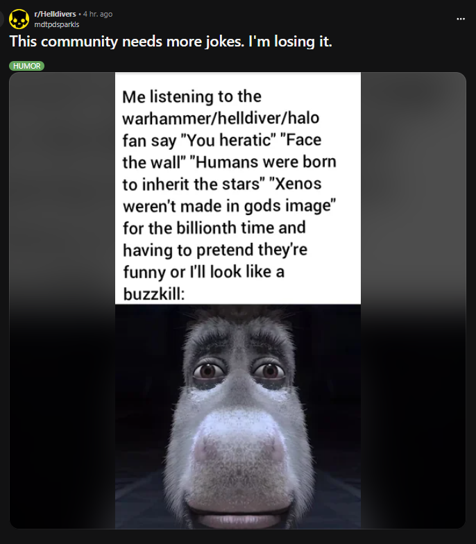 Helldivers_NOW's tweet photo. #Helldivers2 | #Helldivers2Memes 

Don't make me say it... https://t.co/tj2vw6nuXv