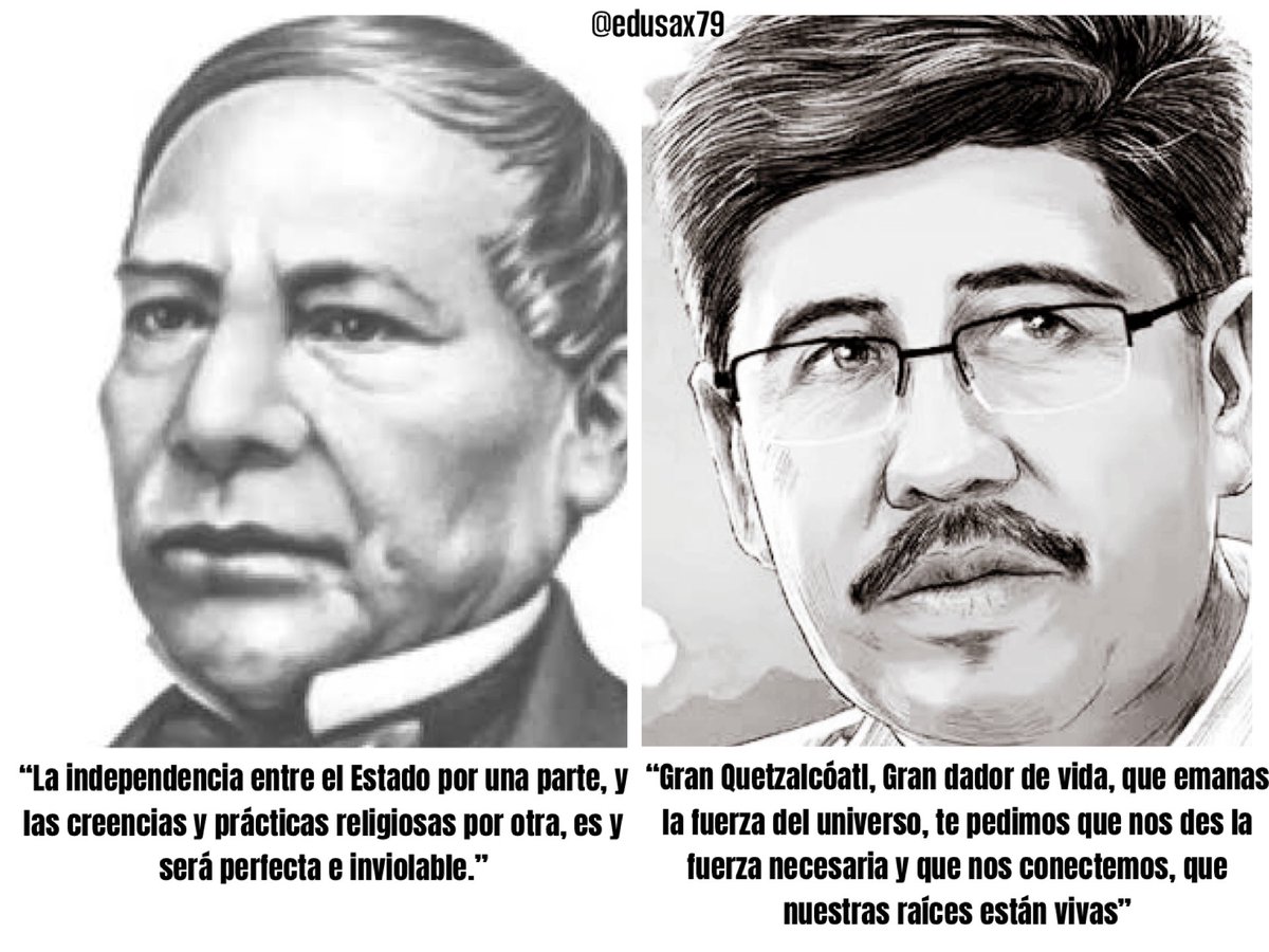 - “Separemos las creencias religiosas del Estado”
- Benito Juárez-

- “Quetzalcóatl, ilumínanos”
- Hugo Aguilar -

Y aún no cumplen ni un día. 😏