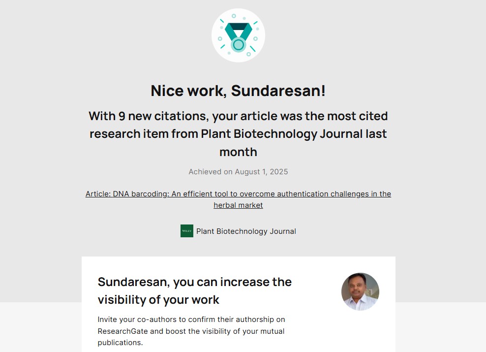 Sundaresan Velusamy (@resanvs) on Twitter photo Our pioneer in-depth 2016 review on “DNA barcoding: An efficient tool to overcome authentication challenges in the herbal market” in <a href="/PlantBiotechJ/">Plant Biotechnology Journal</a> (IF 10.5) still Rocks (DOI: 10.1111/pbi.12419). Thanks mentors <a href="/PrabodhTrivedi/">Prabodh Trivedi</a> <a href="/ProfAnilKumarT1/">Anil K Tripathi</a> <a href="/alokkalra16/">Alok</a> <a href="/CSIRCIMAP/">CSIR-CIMAP</a> <a href="/CSIR_IND/">CSIR, India</a> Our pioneer in-depth 2016 review on “DNA barcoding: An efficient tool to overcome authentication challenges in the herbal market” in <a href="/PlantBiotechJ/">Plant Biotechnology Journal</a> (IF 10.5) still Rocks (DOI: 10.1111/pbi.12419). Thanks mentors <a href="/PrabodhTrivedi/">Prabodh Trivedi</a> <a href="/ProfAnilKumarT1/">Anil K Tripathi</a> <a href="/alokkalra16/">Alok</a> <a href="/CSIRCIMAP/">CSIR-CIMAP</a> <a href="/CSIR_IND/">CSIR, India</a>