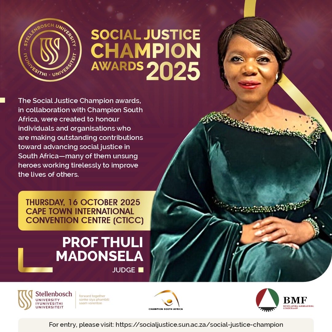 Do you know someone who is going above and beyond to advance social justice as one of our key constitutional goals? Gift them an opportunity for recognition and some prize money. Nominate them in 1 of 3 categories in the #SocialJusticeChampion Awards #SJCA2025 #SocialJustice