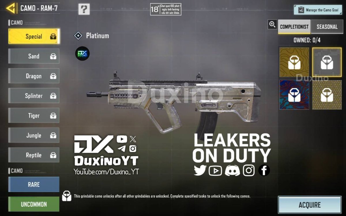 LeakersOnDuty's tweet image. RAM-7 All Completionist Camo
#callofdutymobile #codm #codmobile