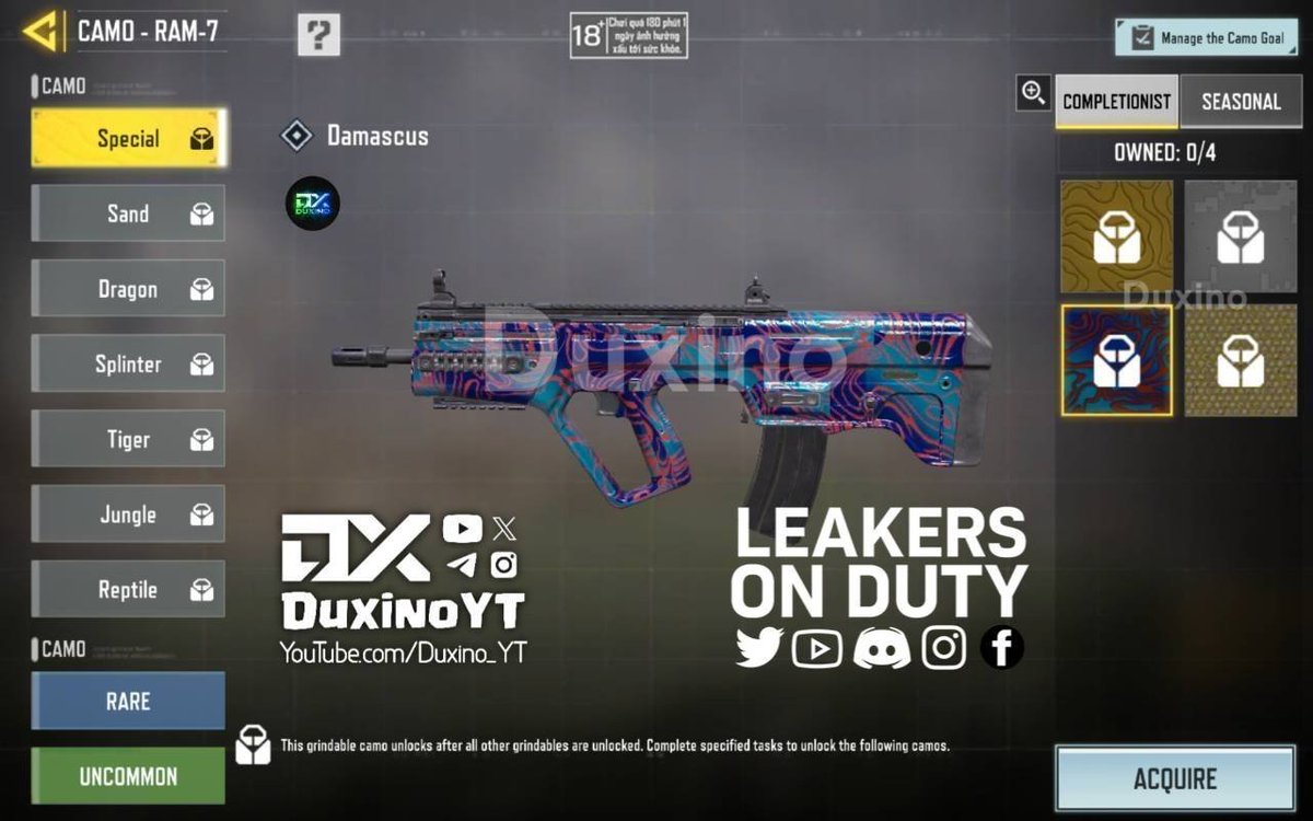 LeakersOnDuty's tweet image. RAM-7 All Completionist Camo
#callofdutymobile #codm #codmobile