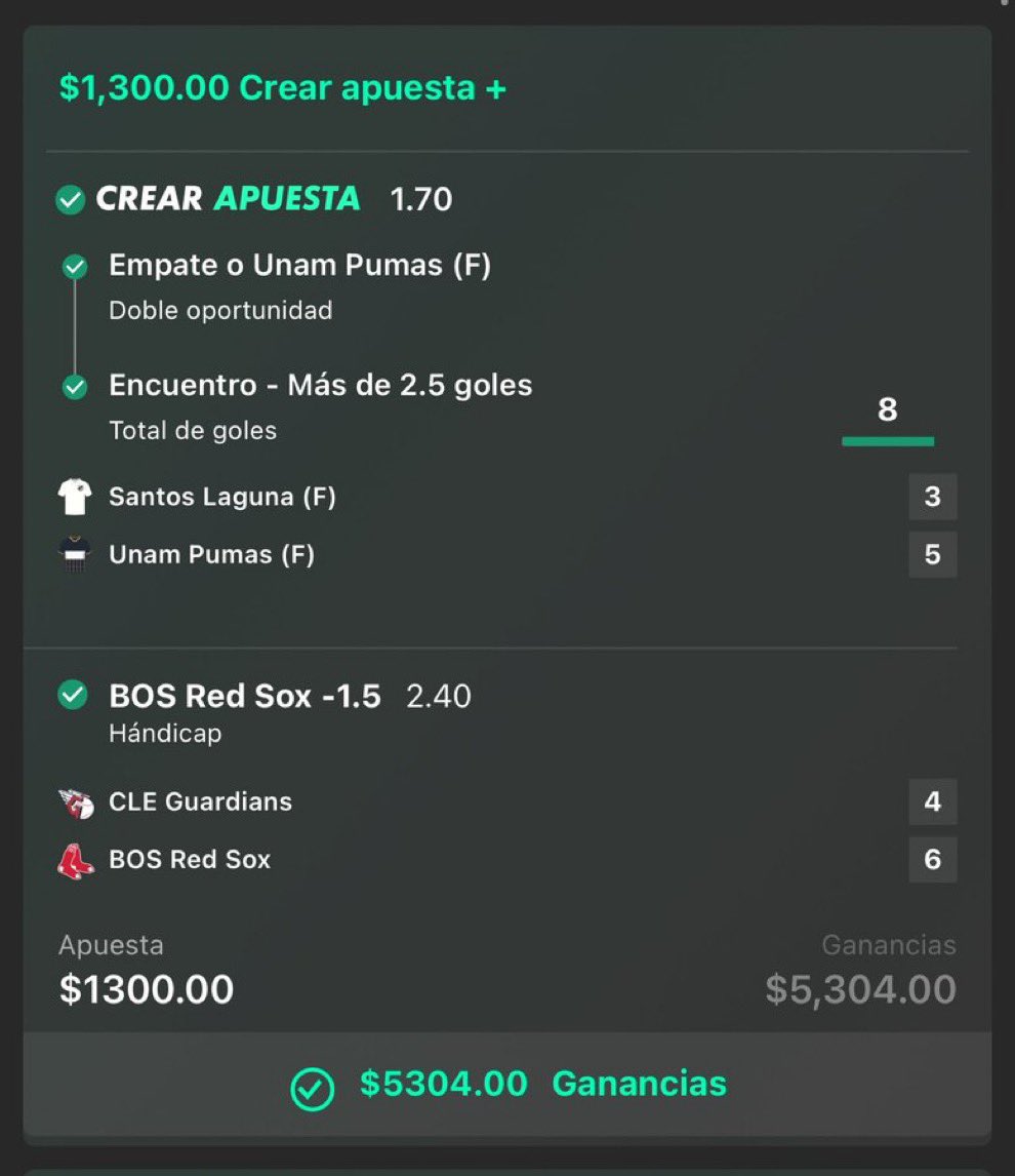 ElPandaPicks 🐼 (@elpandapicks) on Twitter photo 💰GANAMOS CON <a href="/ElCheloPicks/">Chelo Picks</a> ✅🔥
ElChelo —> Pumas/Empate + o2.5 ✅💰
ElPanda —> Red Sox -1.5 ✅💰
¿Otro Parlay mas para mañana? Vayan a seguir a ElChelo ✅
100 Reacciones (Likes ❤️ y Rt’s 🔄)
Sería de $5,300 para $10,000
Sorteo $300 🎁💰 Se junta lo de hoy con lo de mañana‼️ 💰GANAMOS CON <a href="/ElCheloPicks/">Chelo Picks</a> ✅🔥
ElChelo —> Pumas/Empate + o2.5 ✅💰
ElPanda —> Red Sox -1.5 ✅💰
¿Otro Parlay mas para mañana? Vayan a seguir a ElChelo ✅
100 Reacciones (Likes ❤️ y Rt’s 🔄)
Sería de $5,300 para $10,000
Sorteo $300 🎁💰 Se junta lo de hoy con lo de mañana‼️