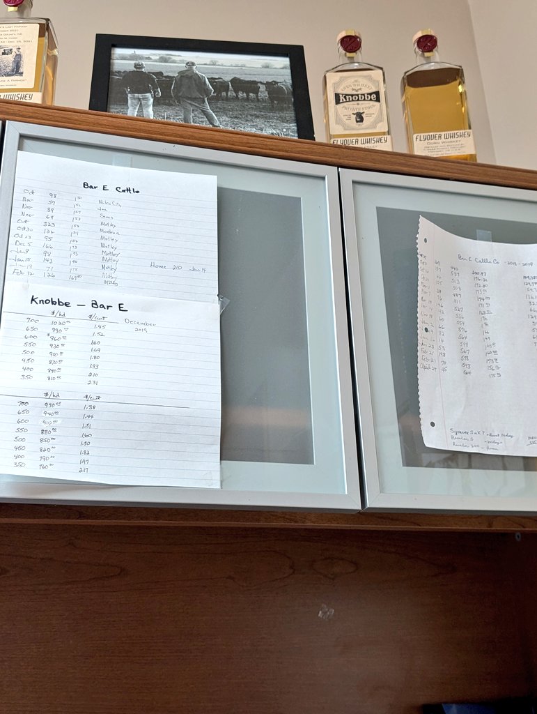 Interesting what we refuse to take down in the office, dad's sale notes...maybe just me, but I'll forget about the "good years" twice before I forget 2019, life pivot point #cattle
