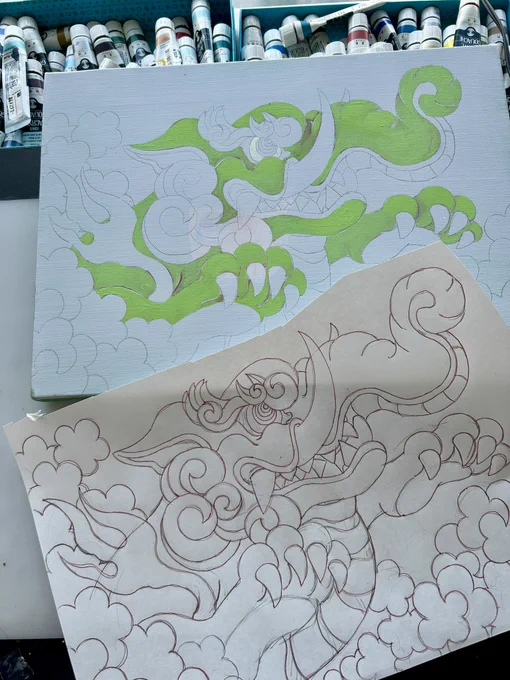 月刊美術の連載『浮世の氣楽絵』用に3年ぶりに獏を描いている。

渋谷の金王八幡宮の御社殿に愛嬌ある獏の彫刻があるから、今度スクエニで仕事した帰りにでも見に行こうかな。  柴田亜美 