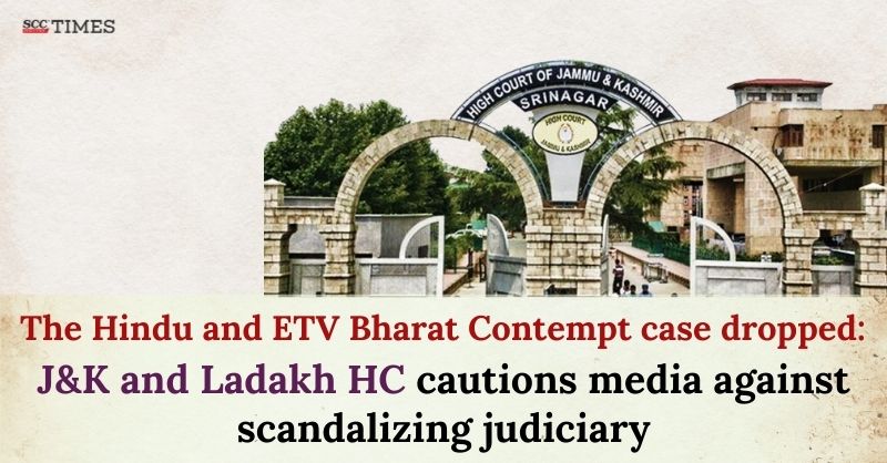 scconline_'s tweet photo. The Hindu and ETV Bharat Contempt case dropped: J&K and Ladakh HC cautions media against scandalizing judiciary
#JammuandKashmirandLadakhHighCourt #administrationofjustice #Article19aConstitution #ContemptofCourts #contemptproceedings #criminalcontempt #ETVBharat #TheHindu