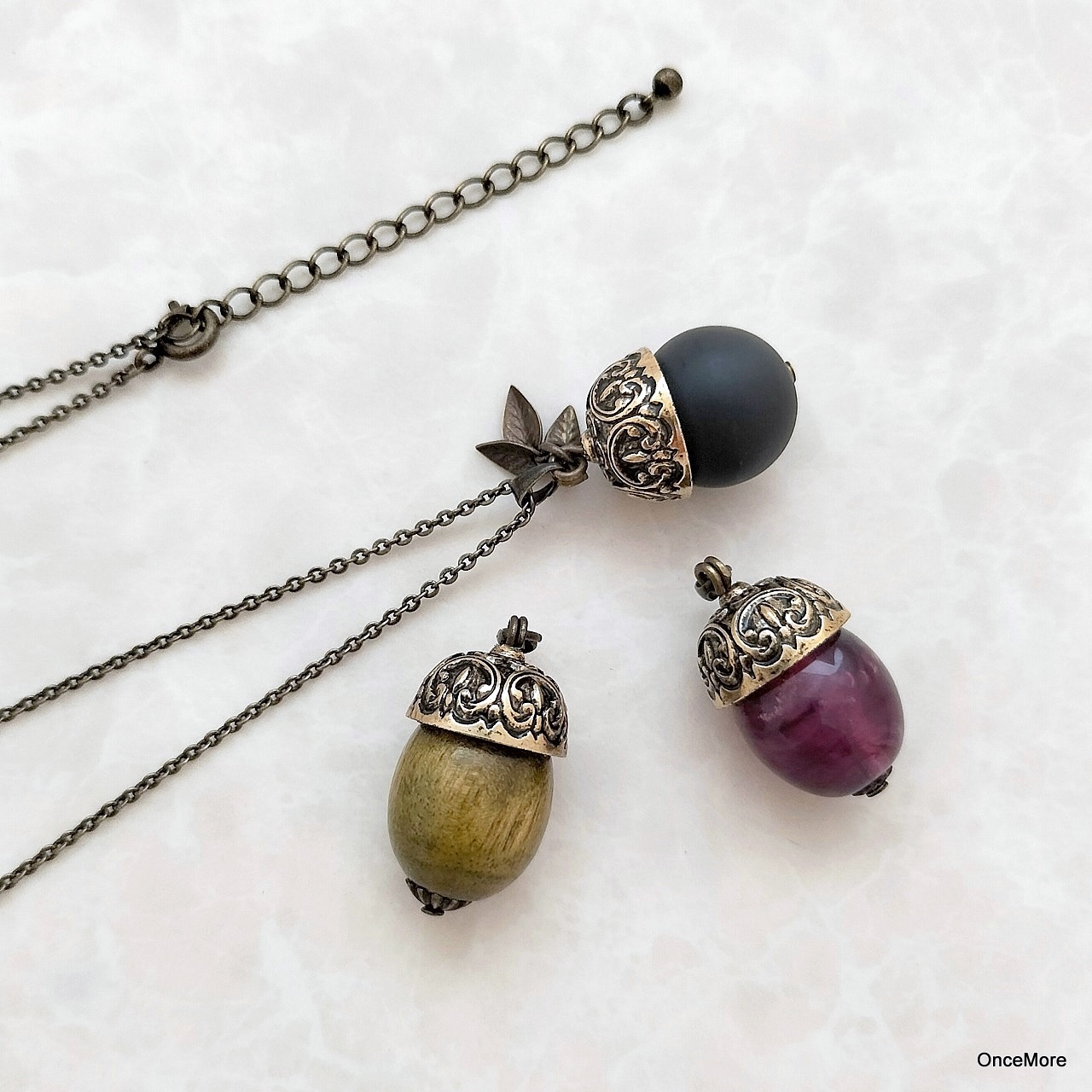 どんぐりチャーム 6個 べっこうマーブル 12 どんぐりリーフチャーム 4