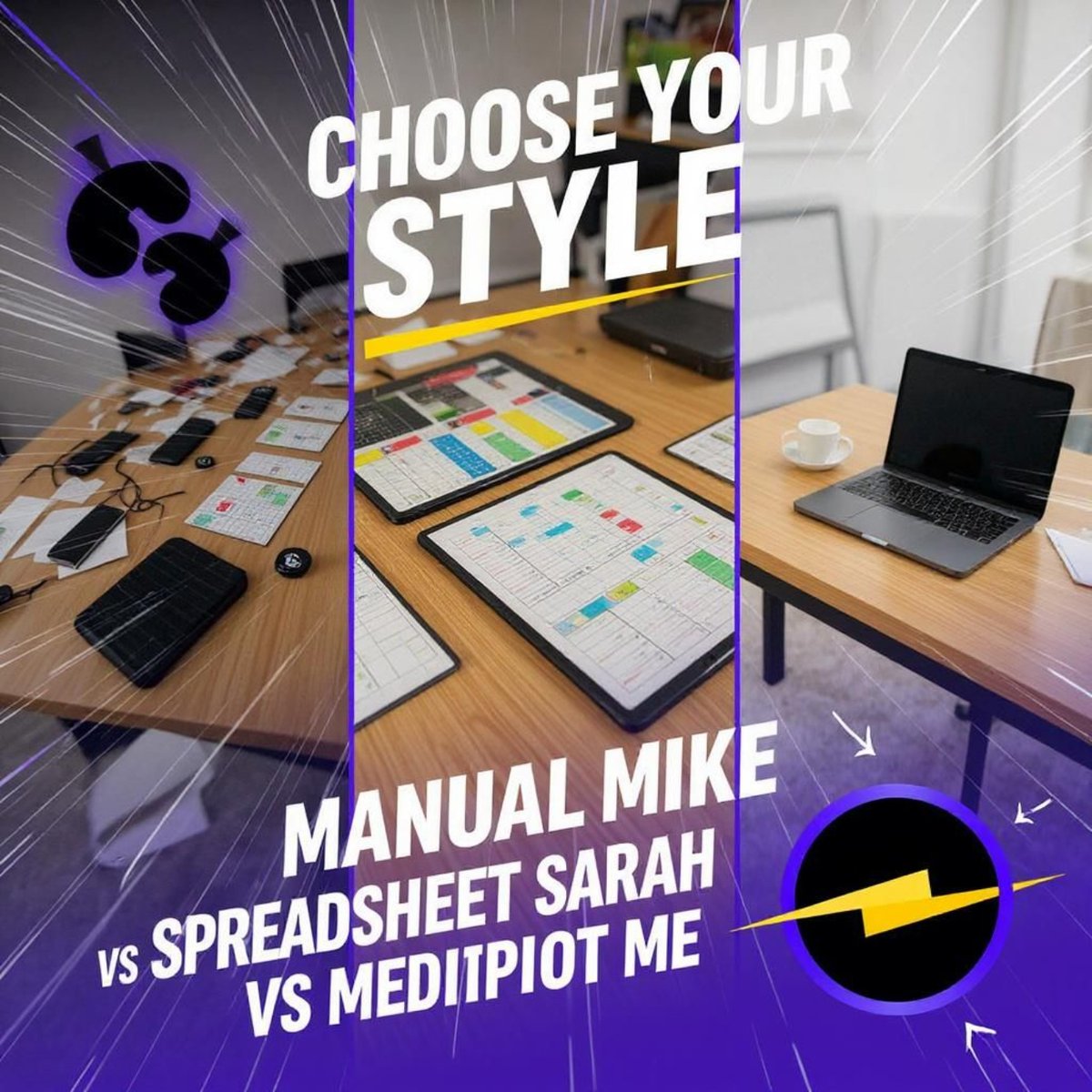 mediapilot_'s tweet image. Choose your social media management style:
🥊 Manual Mike: Posts sporadically, different message every platform, always stressed
🧠 Spreadsheet Sarah: Color-coded calendars, still manually posting, 4 hours daily
✨ MediaPilot Me: AI does everything, sips coffee, watches followers