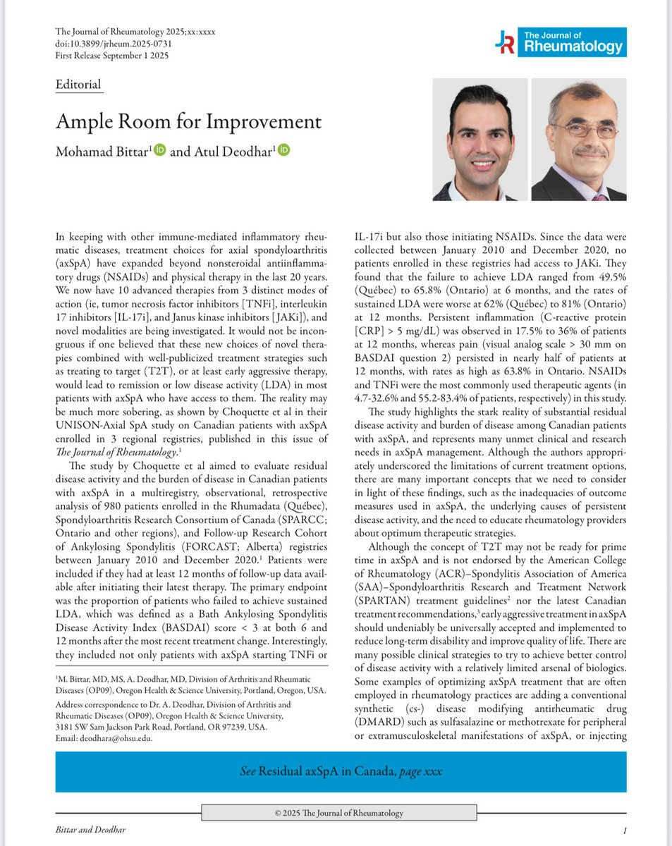 #AxialSpondyloarthritis #axSpA jrheum.org/content/jrheum…