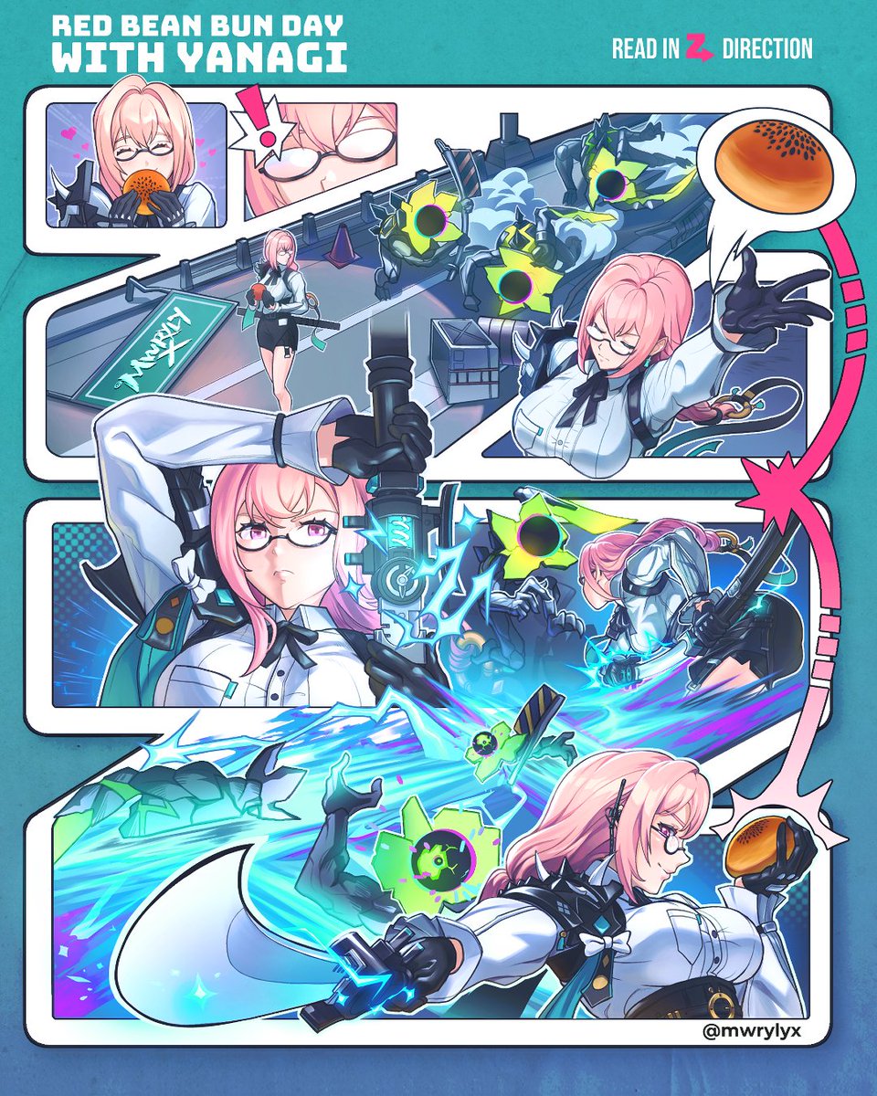 Red Bean Bun Day with Yanagi
Read in ➡️↙️➡️ (Z) direction 😁

Wanted to make a Tsukishiro Yanagi (from Zenless Zone Zero) fanart but a comic idea popped instead. I thought that it's quite in theme with the game so why not 😂

#ZZZero #Yanagi