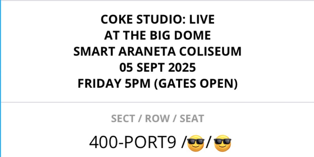 bloombero's tweet photo. WTS/LFB 

COKE STUDIO TICKETS
2 UPPERBOX (section 400 seat 1&amp;2)

rfs: extra ticket

with one set of freebies from @starstakss and 2 unreleased pc https://t.co/x7w5nwCP1O