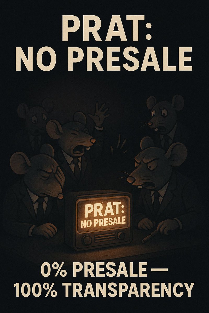 ProtedRat's tweet image. “PRAT will never do a presale.
Because presale is an old trick: they take first, you end up last. 🐀

PRAT plays fair — 0% presale, 100% transparency.”
📌 
#PRAT #CryptoTransparency #NoPresale #FairLaunch #DeFi #CryptoCommunity  #BlockchainRevolution #CryptoFreedom #Web3
