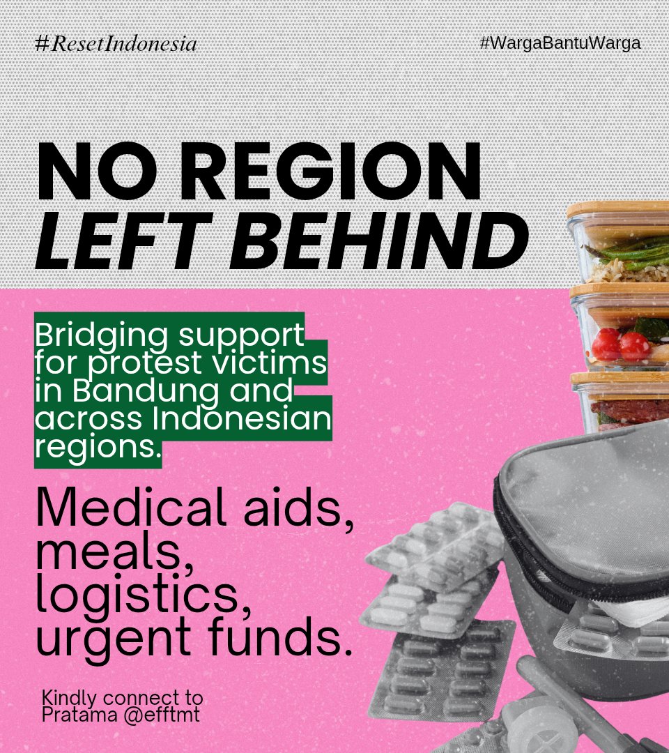 sawaraksara's tweet image. ❗HELP SPREAD THE NEWS❗

Bandung dan daerah lainnya!

Jika terdapat korban terdampak gelombang massa aksi yang sedang berlangsung, silakan DM ke Pratama @efftmt .Tersedia obat-obatan, logistik, dan bantuan donasi yang dapat segera digunakan. Cc @barengwarga 

#ResetIndonesia