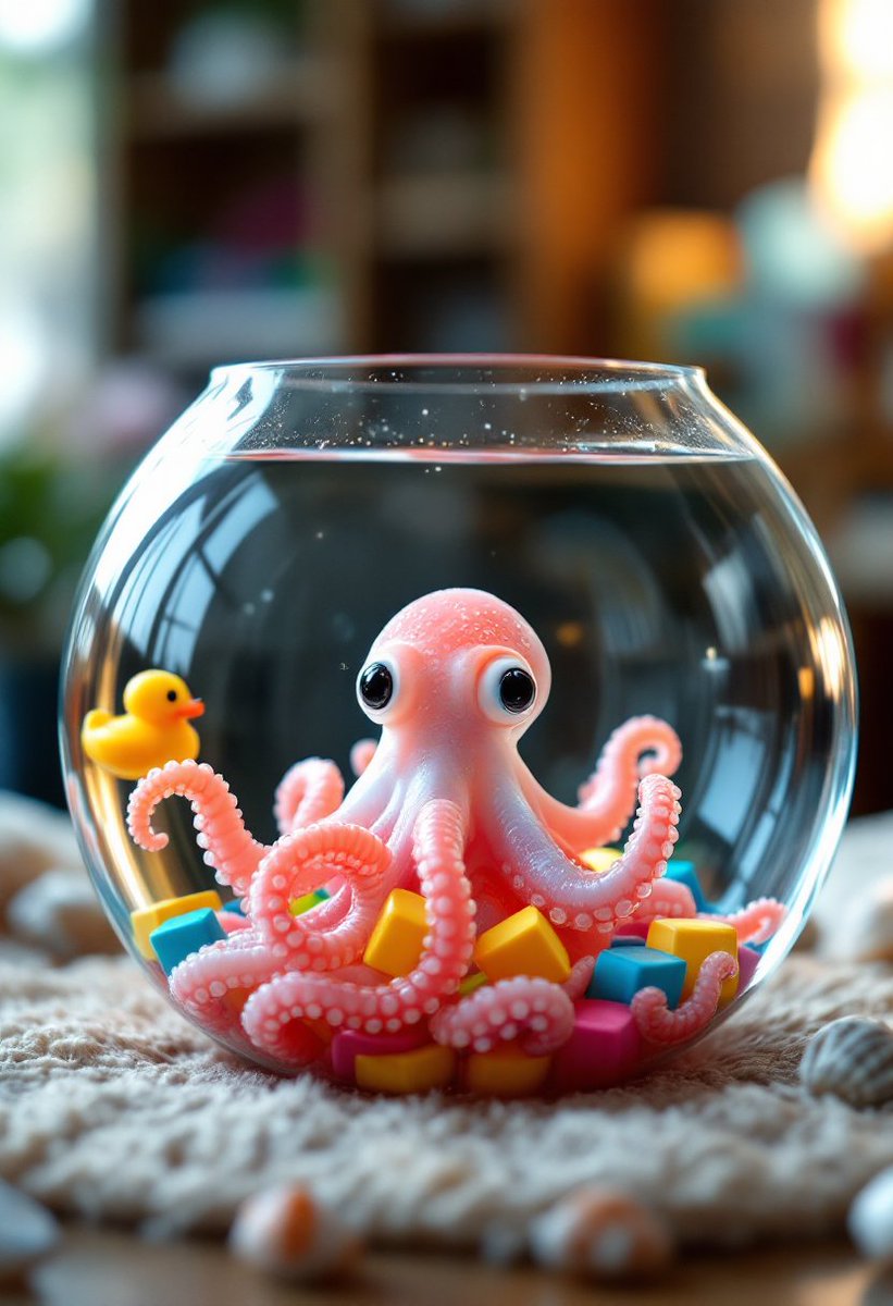 PromptSin's tweet image. Dive into the ocean of imagination! 🐙🧩 Bring your creativity to life—what's your next playful idea? #CreativeVibes #FunInEveryDrop