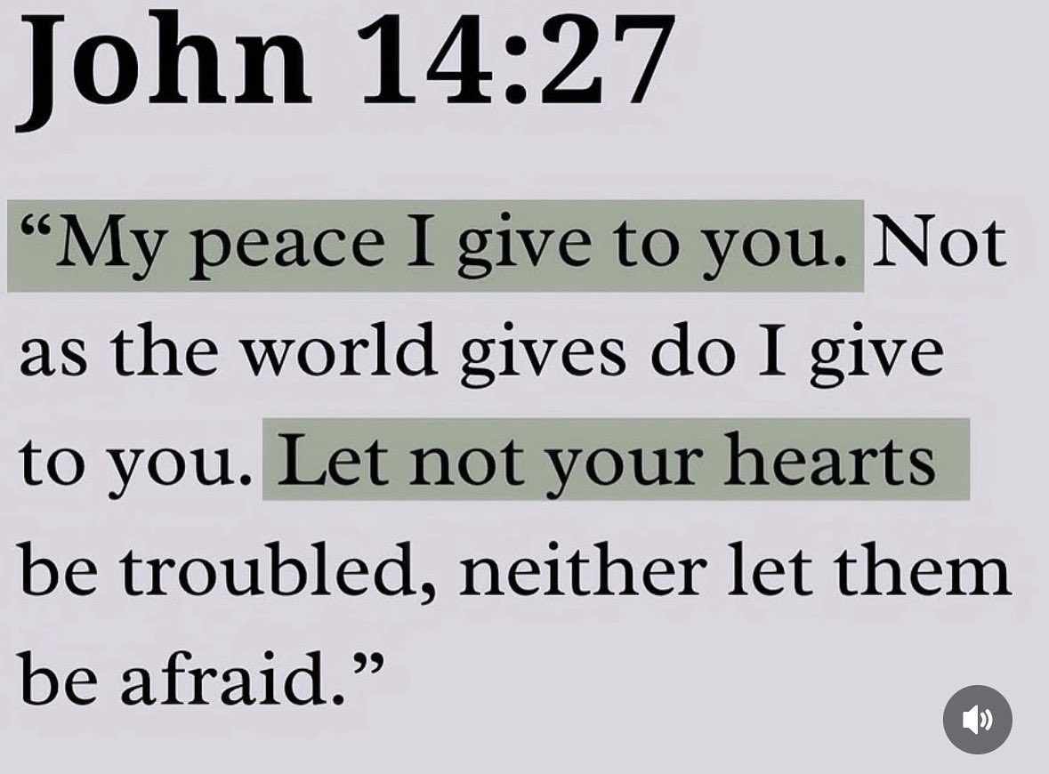 “My peace I give to you… Let not your hearts be troubled.” – John 14:27

The peace of Christ goes beyond circumstances. 🕊️

#BibleVerse #JesusSaves #John1427 #FaithOverFear #PeaceOfGod #ChristianX #ScriptureDaily #GodIsWithYou