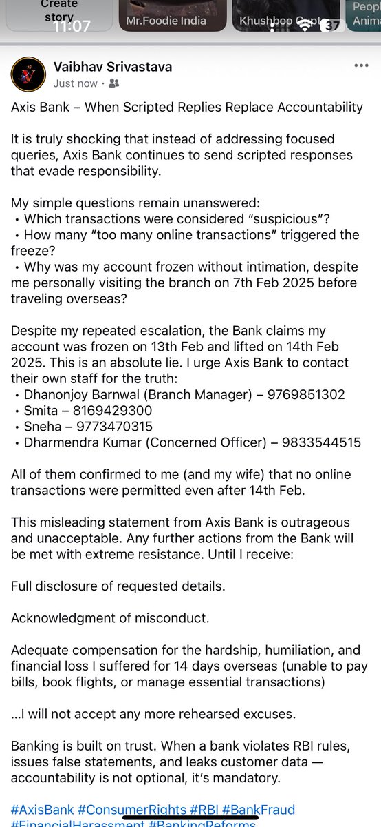 Vaib_Sriv27's tweet image. @AxisBankSupport – When Scripted Replies Replace accountability

@RBI @FinMinIndia , Government of India @PMO @AxisBank #Accountability @BandBajaateRaho @jagograhakjago @nch1915 #AxisBank #Mistrust #Arrogance #Inept #Banking #CitizenVoice #AccountabilityNOW #Bank #Arrogance