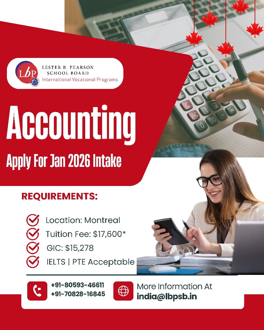 NetworthCo's tweet image. 📢 Study in Canada – Accounting Program 🇨🇦
✨ Lester B. Pearson School Board ✨

📍 Location: Montreal
💰 Tuition Fee: $17,600*
💳 GIC: $15,278
✅ IELTS | PTE Acceptable

🎓 Admissions Open for Jan 2026 Intake
 
.
#StudyInCanada #AccountingProgram #Montreal #LBPSB