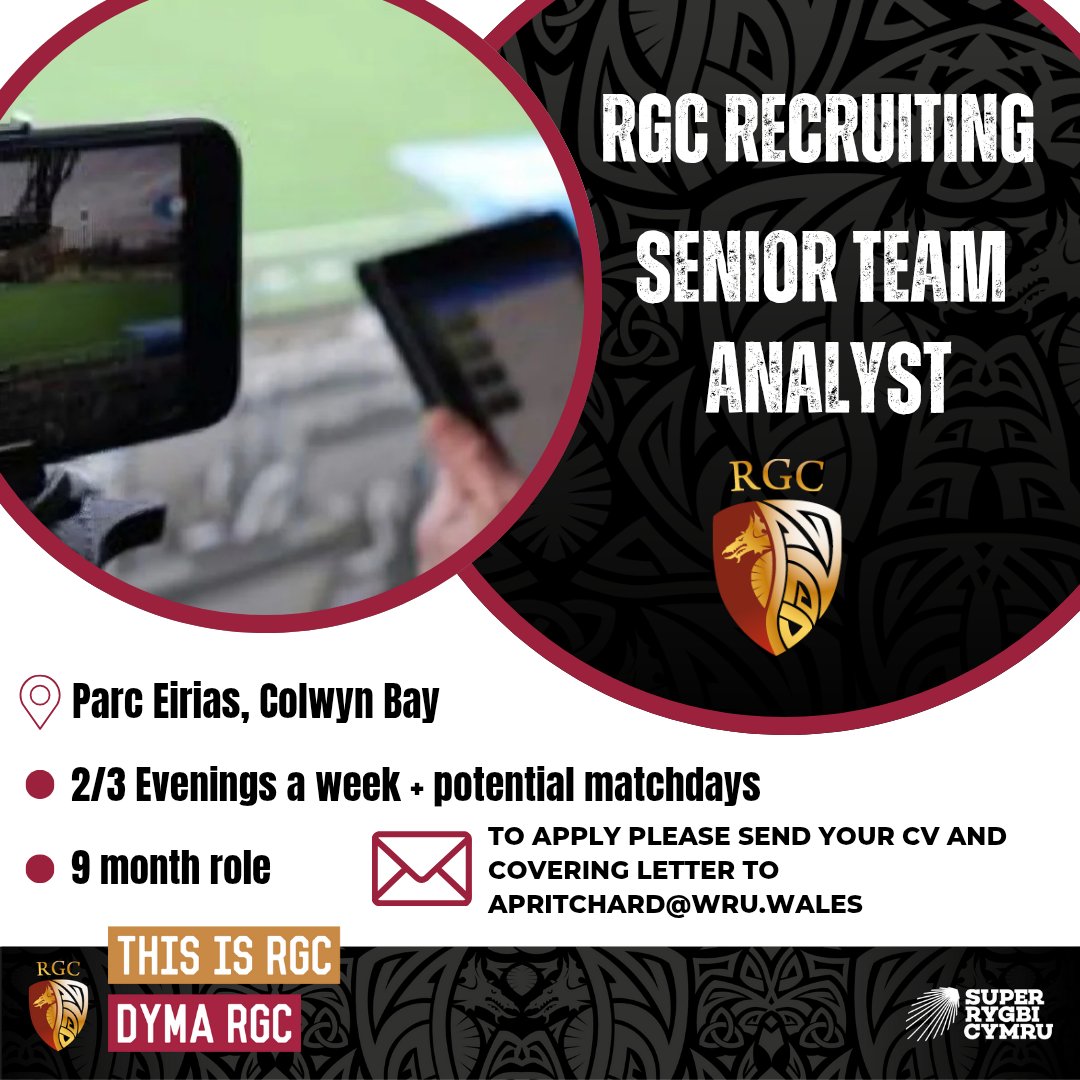 RGCnews🏉 (@rgcnews) on Twitter photo 𝐑𝐆𝐂 𝐒𝐞𝐧𝐢𝐨𝐫 𝐓𝐞𝐚𝐦 𝐑𝐞𝐜𝐫𝐮𝐢𝐭𝐦𝐞𝐧𝐭 🚨
Join the RGC Senior Team and be part of North Wales rugby!
📊 Team Analyst 
📄 Apply and view full job descriptions on the website
northwalesrugby.wales/news/recruitme… 𝐑𝐆𝐂 𝐒𝐞𝐧𝐢𝐨𝐫 𝐓𝐞𝐚𝐦 𝐑𝐞𝐜𝐫𝐮𝐢𝐭𝐦𝐞𝐧𝐭 🚨
Join the RGC Senior Team and be part of North Wales rugby!
📊 Team Analyst 
📄 Apply and view full job descriptions on the website
northwalesrugby.wales/news/recruitme…