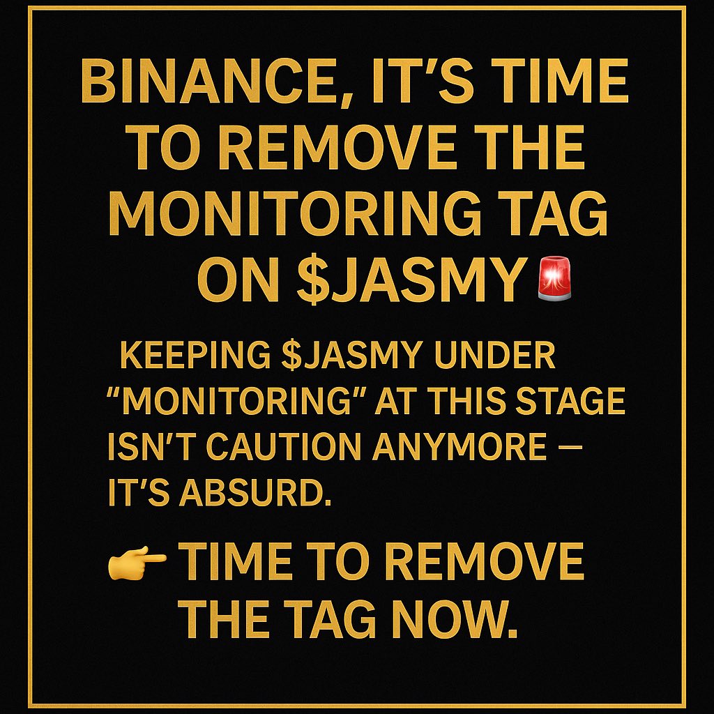 Binance, it’s time to remove the Monitoring tag on $JASMY 🚨

This week Jasmy launched #Jasmy Chain (Arbitrum Orbit L2) with $JASMY as the native gas token. 🚀

✅ Enterprise Cloud &amp; Payments: Aplix (TSE:3727) — Neutrix Cloud (Tokyo/Osaka multi-cloud) + Type 2 Member of JPSSA