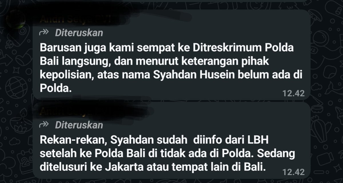 Kami mendapat kabar dari Bali. Syahdan belum diketemukan.
