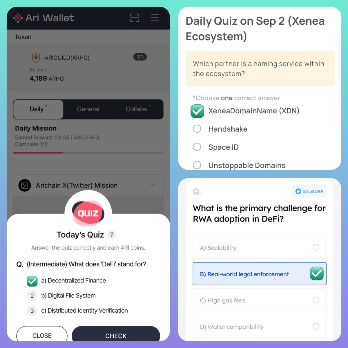 Mcaasdabado's tweet photo. GM family
Today's Answer 4 Xenea Quiz/ Arichain Wallet quiz/ Marina Protocol Quiz answes.☺️
Daily quiz answers ✅
Date: 02/09/2025 🗓️
👇
#Xenea Answer = A
#Ari_Wallet Answer = A
#Marina_Protocol Answer = B
Show some love🤝 please Follow✅ like♥️ & forward 🔄 to keep seeing more https://t.co/9R3NepUeZI