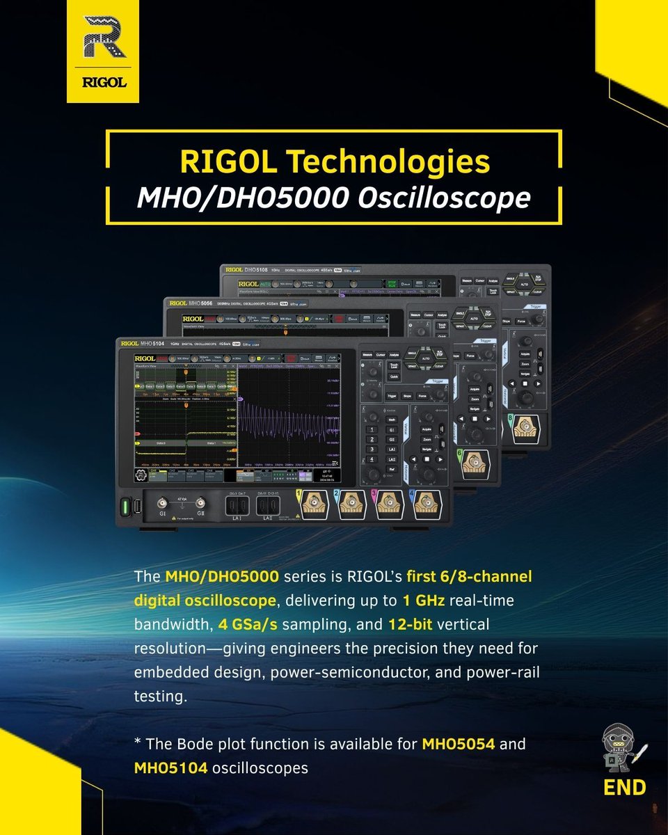 rigoltech1998's tweet image. 📈 Power supply stability check?
#RIGOL DHO/MHO5000 #Oscilloscope have a built-in #BodePlot function. Run a full loop analysis with the integrated 50 MHz generator to instantly see gain & phase margins. No extra gear needed. #PowerIntegrity
🔗 How-to: supportint.rigol.com/En/Index/listV…