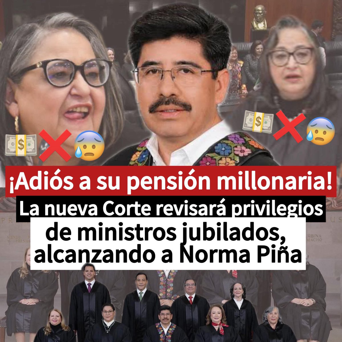 El ministro presidente de la Suprema Corte de Justicia de la Nación (SCJN), Hugo Aguilar Ortiz, anunció que se revisarán los sueldos y prestaciones de los ministros en retiro para garantizar que ningún exministro gane más que la presidenta de la República, en apego al artículo