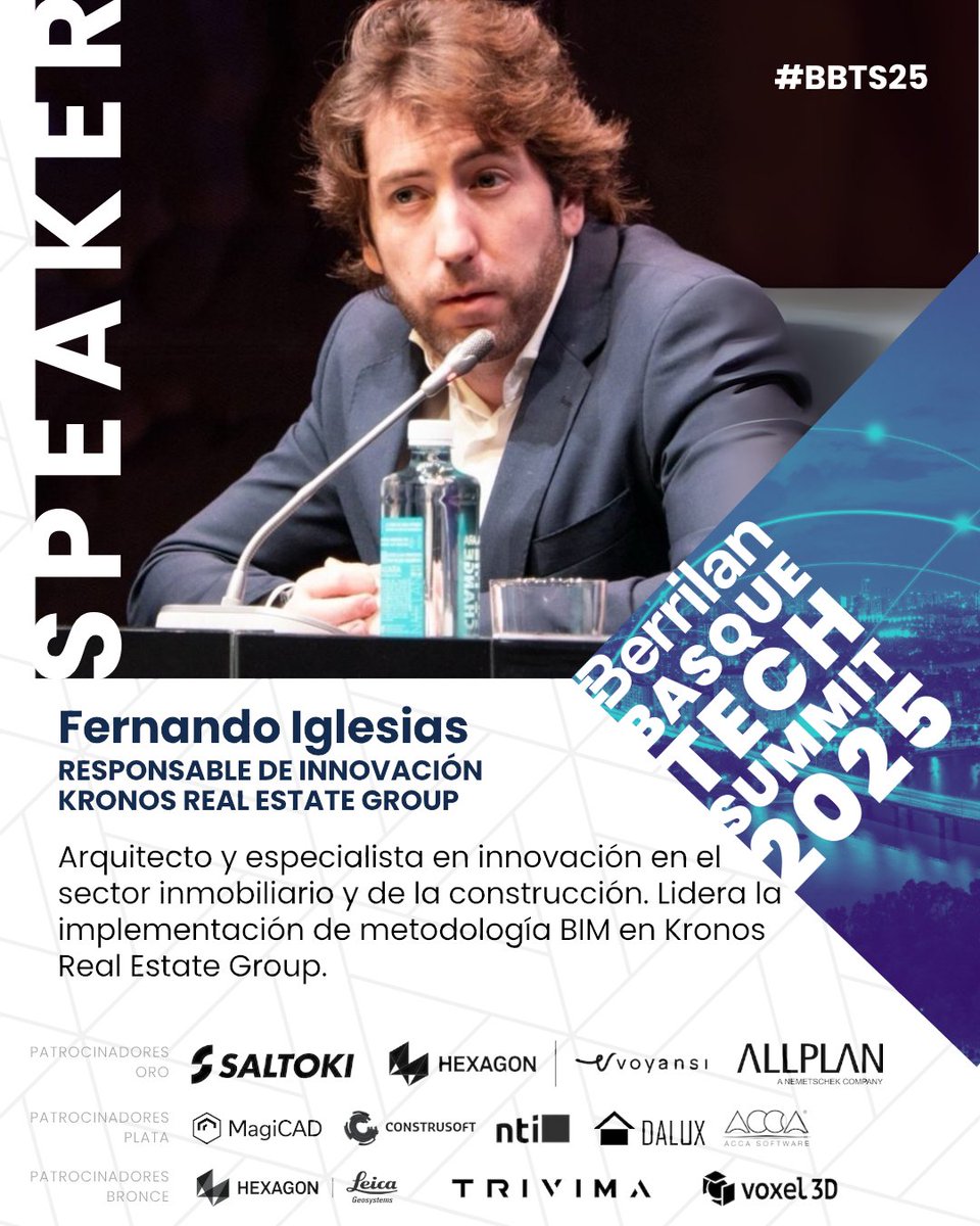 ¿Quieres #innovación y #BIM en el sector #AECO? Pues no puedes faltar al #BBTS25 porque tendremos de ponente a... ¡Fernando Iglesias Gamella!

En Kronos Real Estate Group lidera la transformación digital del grupo. Y será ponente del Basque Tech Summit 👇
bit.ly/BBTS25X