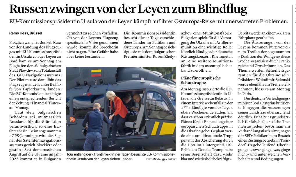 Severin Brüngger (@severinbrungger) on Twitter photo GPS jamming und spoofing bedeutet nicht Blindflug. Es wird nicht dunkel im Cockpit. 🤦🏻♂️
Es kann auch kein spezifisches Flugzeug ge-spooft werden, sondern Gebiete.
Das Problem ist bekannt und die Crews geschult. Papierkarten werden schon gar nicht verwendet.
<a href="/SHN_News/">Schaffhauser Nachrichten</a> <a href="/remohess/">Remo Hess</a> GPS jamming und spoofing bedeutet nicht Blindflug. Es wird nicht dunkel im Cockpit. 🤦🏻♂️
Es kann auch kein spezifisches Flugzeug ge-spooft werden, sondern Gebiete.
Das Problem ist bekannt und die Crews geschult. Papierkarten werden schon gar nicht verwendet.
<a href="/SHN_News/">Schaffhauser Nachrichten</a> <a href="/remohess/">Remo Hess</a>