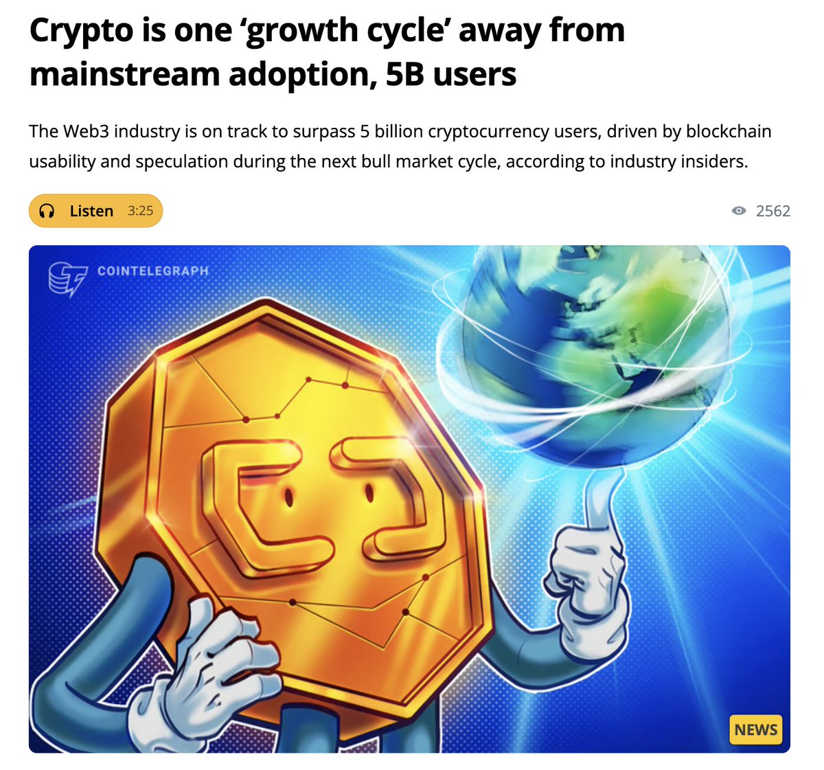 We had 659 million global crypto hodlers at the end of 2024. According to  industry estimates, we are one growth cycle or about 10 years away from  massive global adoption: 5 billion