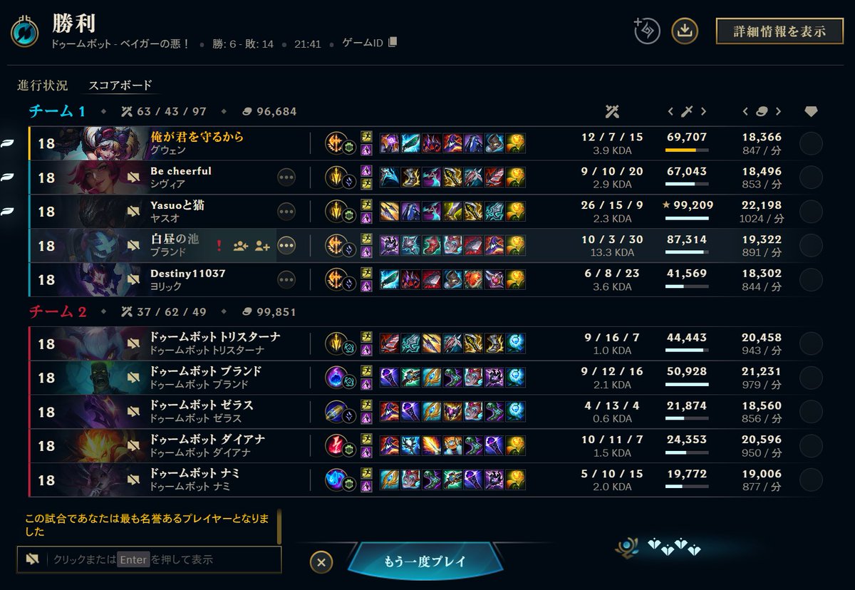 ドゥームボット
野良でベイガーの悪をクリアしました

みんなありがとう